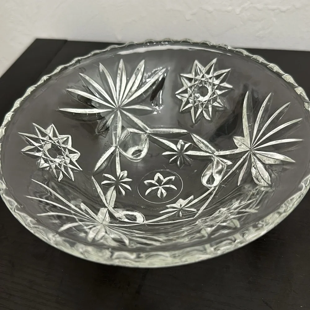 2 Prescut Clear Vintage Anchor Hocking Bon Bon Footed Candy Bowls